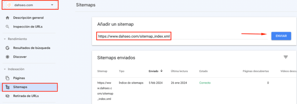 Añadir sitemap en Google Search Console