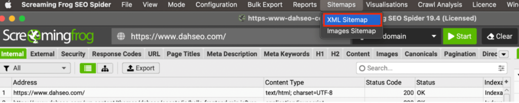 Crear Sitemap con Screaming Frog - Paso 2