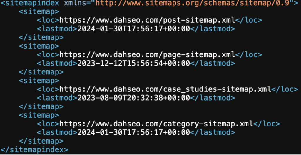 Ejemplo de Sitemap XML