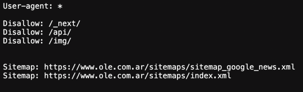 Ejemplo de Sitemap en archivo robots.txt